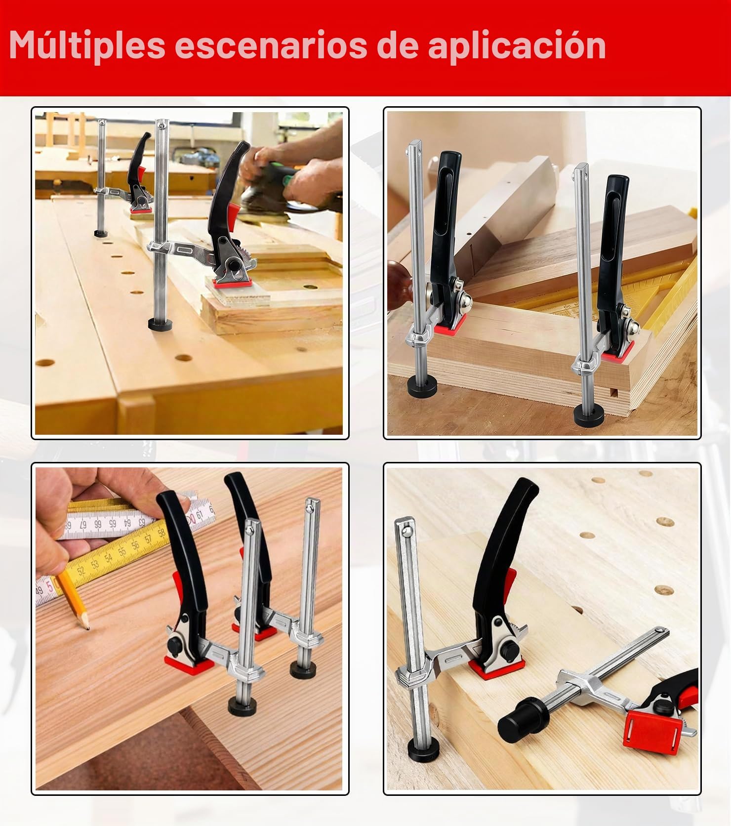 2 abrazaderas de mesa de acero completo con mango de palanca, abrazadera de palanca de sujeción de 20 mm, rango de sujeción, 160 mm, profundidad de proyección de 60 mm, compatible con mesa de