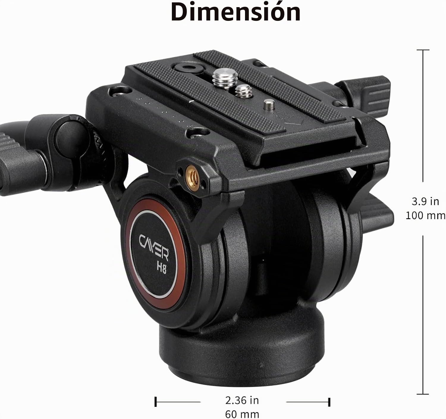 Cabezal de Fluido, trípode de cámara de Video Cayer H8 Cabezal de Arrastre de Fluido para cámara Canon Nikon Sony Olympus Panasonic DSLR, con Tornillo de Montaje de 3/8 "y 1/4", manija de 2 Secciones