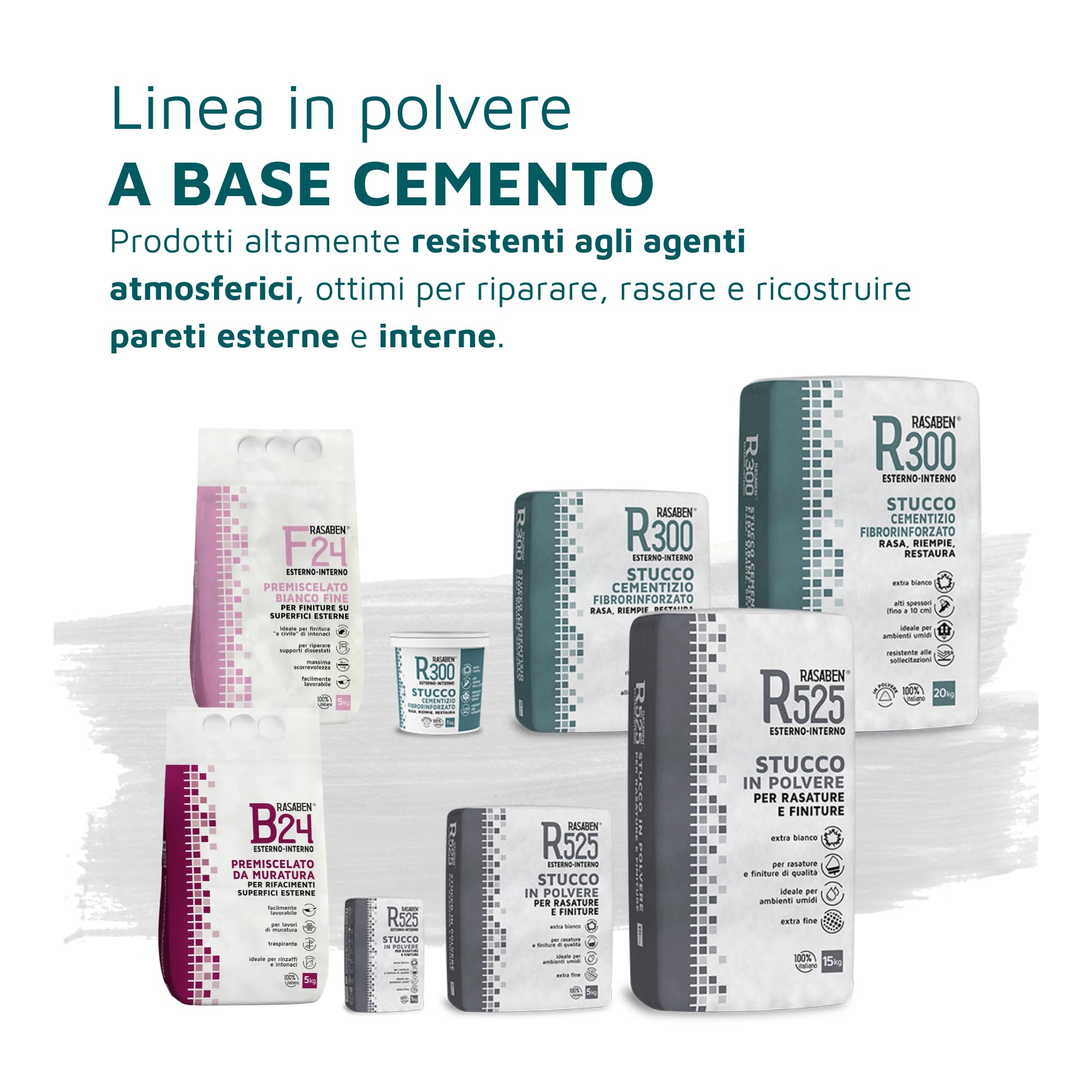 Coulis de ciment extra blanc en poudre R300 à base de ciment, pour restaurations extérieures et intérieures, hautes épaisseurs jusqu'à 10 cm, résistant aux contraintes, fabriqué en Italie, 5