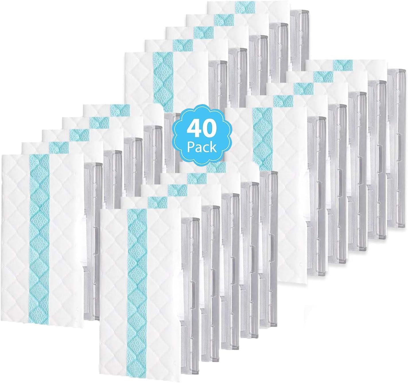 Disposable Vac Mop Pads Compatible with Shark VACMOP VM252 VM200 VM190 VM250 VM251 VM200C VM252C VC205 QM250 Vac Mop Pads Refills for All Hard Floors（40 Pack）