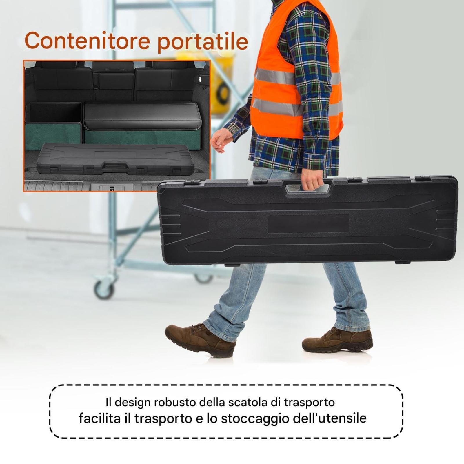 Frattazzo per rasatura professionale asta telescopica 86-207 cm spatola per stucco con 10 misure di lama(155-955 mm) manico regolabile antiscivolo valigetta inclusa – per lisciare grandi superfici A