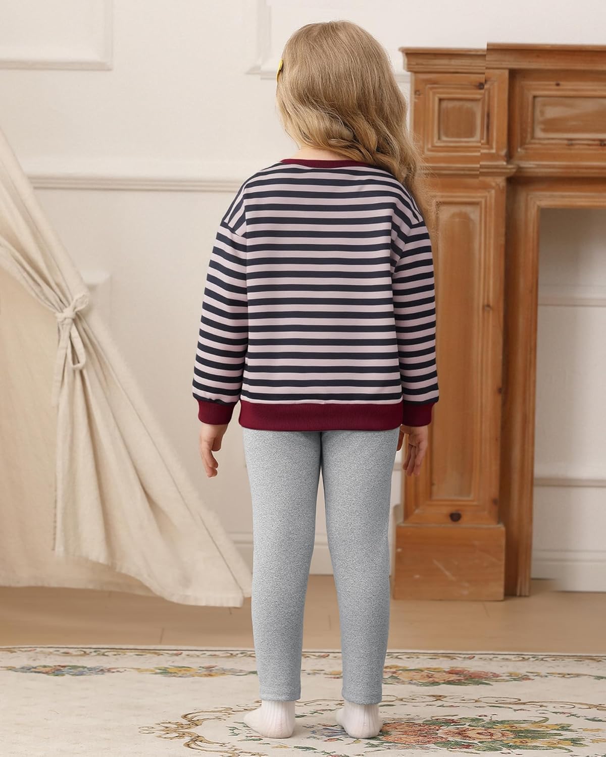 Jecson Toddler Girl Clothes Set: Soft Stretch 3pcs Outfits Colorful Striped Sweatshirt & Leggings Cute Fall Home School 2-8Y - Image 3