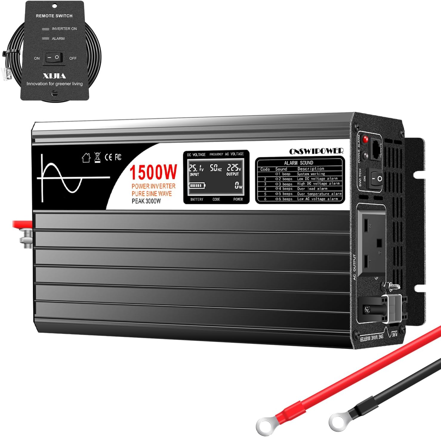 1500W (Peak 3000W) pure sine wave battery inverter DC 48V to AC 230V 50HZ with remote control LCD display for home use,Camping, Boat,Outdoor (DC48V (Range 40V-60V) 1500W)