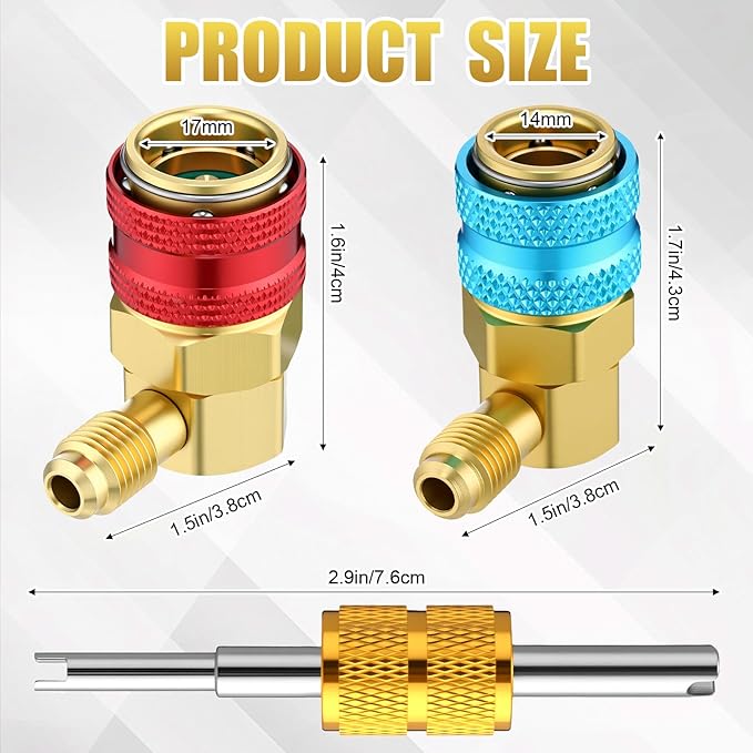 Kit Adaptador R134a, Conectores Rápido con Herramienta Removedora de Válvula miniatura 2