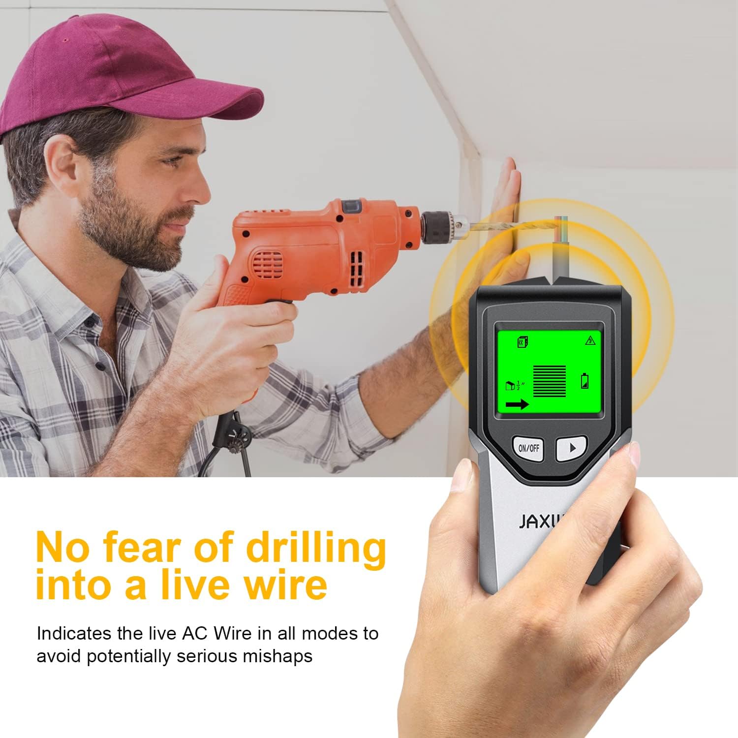 Stud Finder Wall Scanner 5 in 1Stud Detector with Intelligent Microprocessor chip, HD LCD Display and Audio Alarm, Accurate and Fast Location for the Center and Edge of Metal, Studs, AC wire