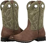 J's.o.l.e Cowboy Boots Men Round Toe Western Botte Cowboy Homme Slip On Work Boot Pu Leather Dress Casual Boots Brown