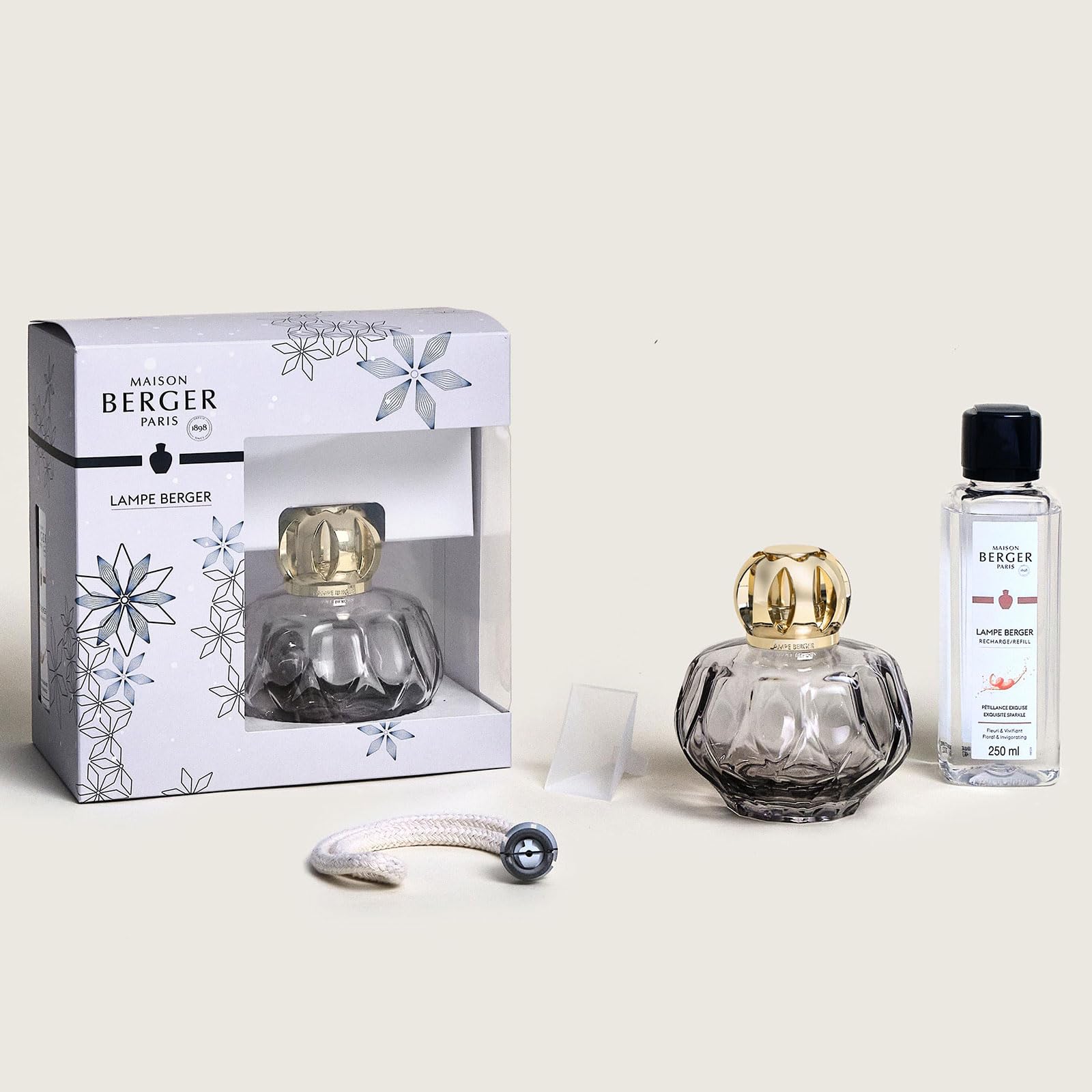 Maison Berger, Geschenkset Rosalie katalytische Lampe braun + Duftöl-Nachfüllung Pétillance exquise 250ml