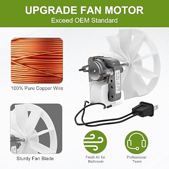 Upgraded Copper Motor Bp27 Fan Motor Replacement for Br-oan 678 Replacement Motor, S97012038 Bathroom Vent Fan Motor Fit for Nu-Tone Br-oan 688 668 663 659 662 678, 120V 50CFM by Fetechmate