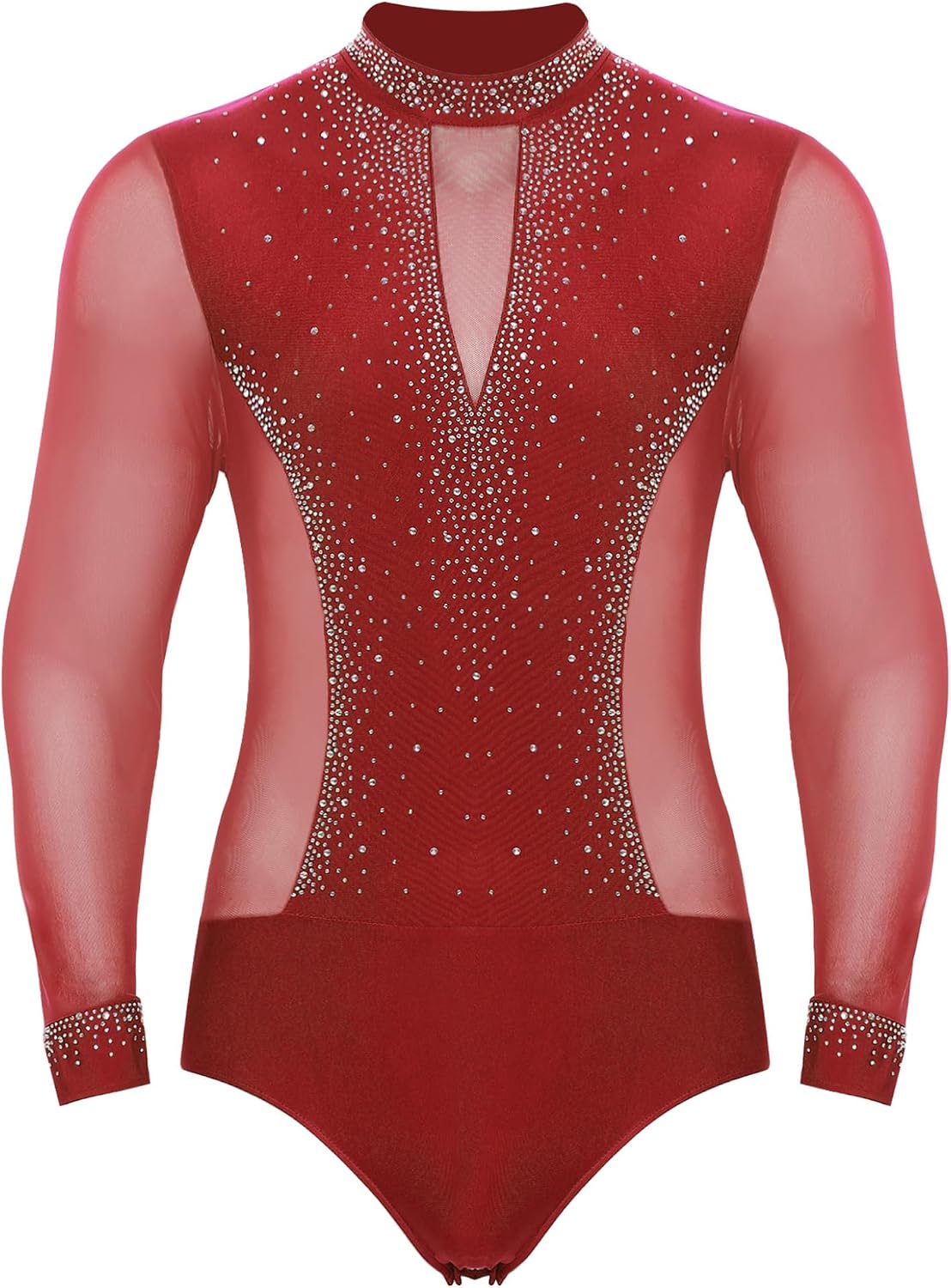 XUNZOO Latin Modern Ballroom Dance Professional Outfit for Men Tango Dance Leotard Tops Black Straight Long Pants