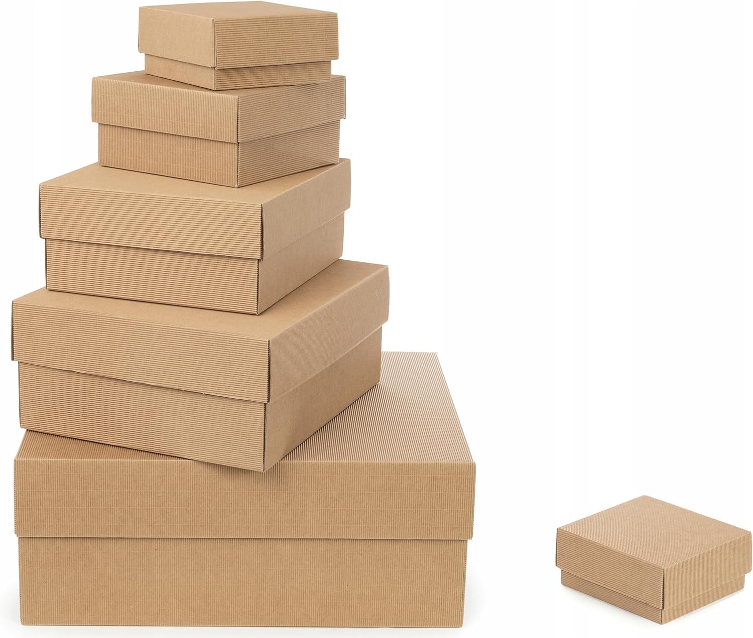 100 Stück Geschenkbox 150x150x70 mm GESCHENKKARTON MIT STÜLPDECKEL Versandkarton E-commerce Karton 1-Wellig 400G Braun Kartonage Verpackung Postkarton Versandschachtel Paket Päckchen