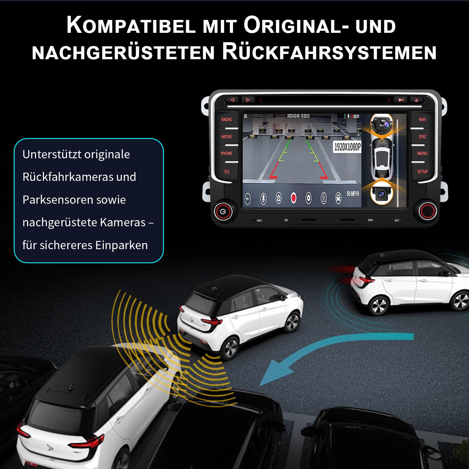 Autoradio für VW Golf 5 6 T5 Polo Sharan Passat Tiguän, CAWELL 7 Zoll HD Doppel DIN Radio mit 4G/Navi/Bluetooth WiFi/GPS/RDS/USB/FM/SD/RCA DVD/CD
