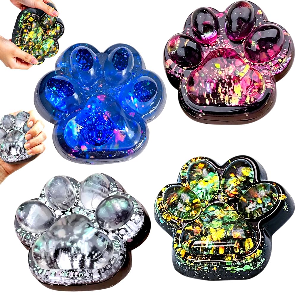 Giant Taba Squishy Cat Paw Toys, 7CM Starry Sky Cat Paw Stress Relief Toy, Fufu Squishy Sensory Fidget Toys, Super Soft Big Fidget Toy for Anxiety Relief, for Holiday Party Birthday Gifts-4PCS — image 1