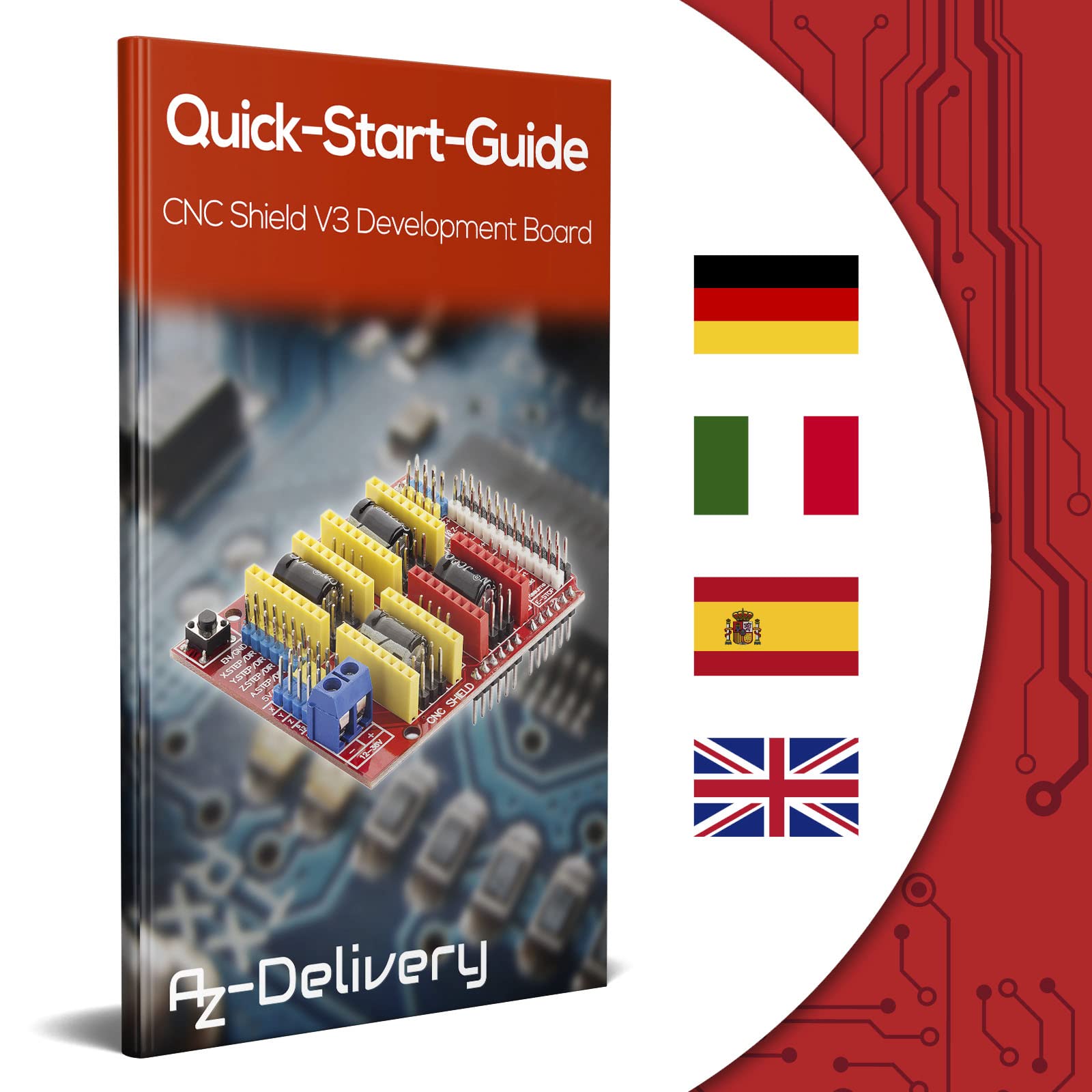 AZDelivery CNC Shield V3 płyta deweloperska dla A4988 sterownik silnika krokowego stepper dla drukarki 3D kompatybilny z Arduino w tym e-book!