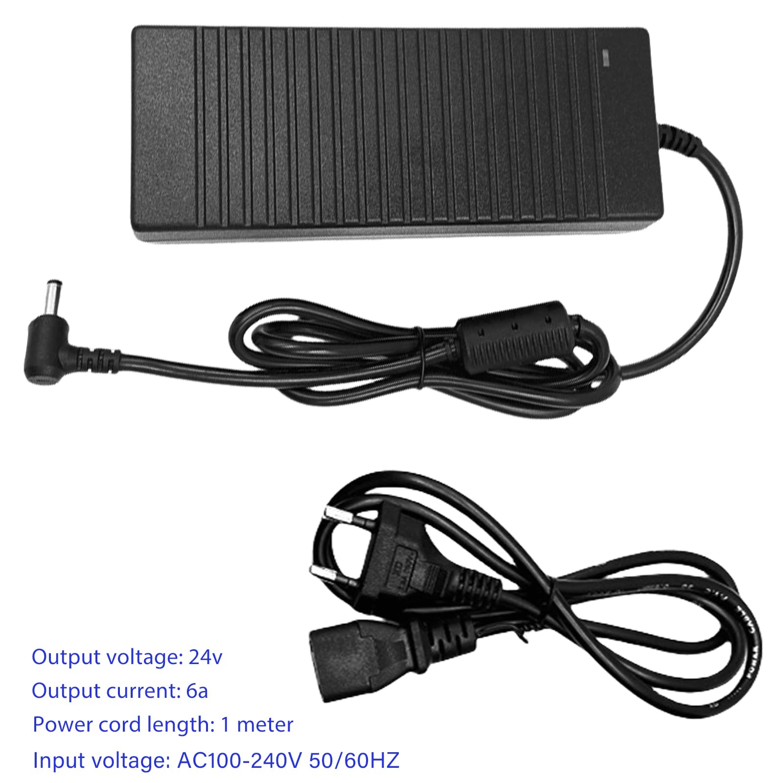 Adapter sieciowy 24 V 6 A 144 W, AC 100-240 V do DC 24 V adapter sieciowy transformator, uniwersalny zasilacz sieciowy z 5,5 mm x 2,5/2,1 mm DC Jack, transformator LED do taśm LED, monitora LCD