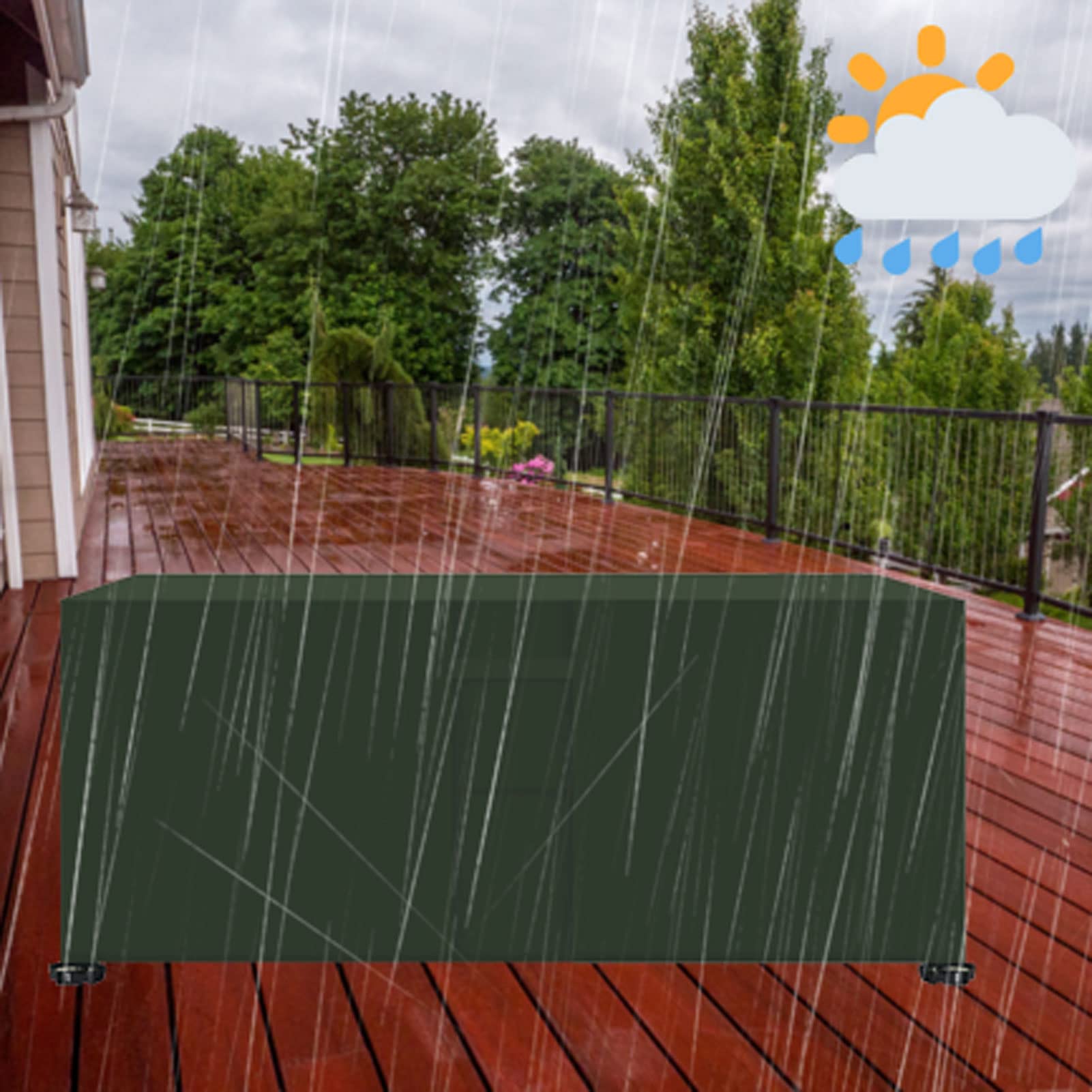 Coperture per Mobili da Giardino Impermeabili 200x200x80cm, Coperture Mobili Giardino per Esterno, Rettangolare Copertura per Tavolo E Sedie da Giardino con Sfiato d'Aria