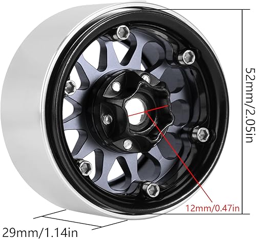 Miniatura 4 de INJORA Rueda Beadlock de 1.9 pulgadas, compensación negativa de 0.409 in, rueda de aluminio CNC para TRX4 SCX10 Gen8 VS4-10 110 RC Crawler Car