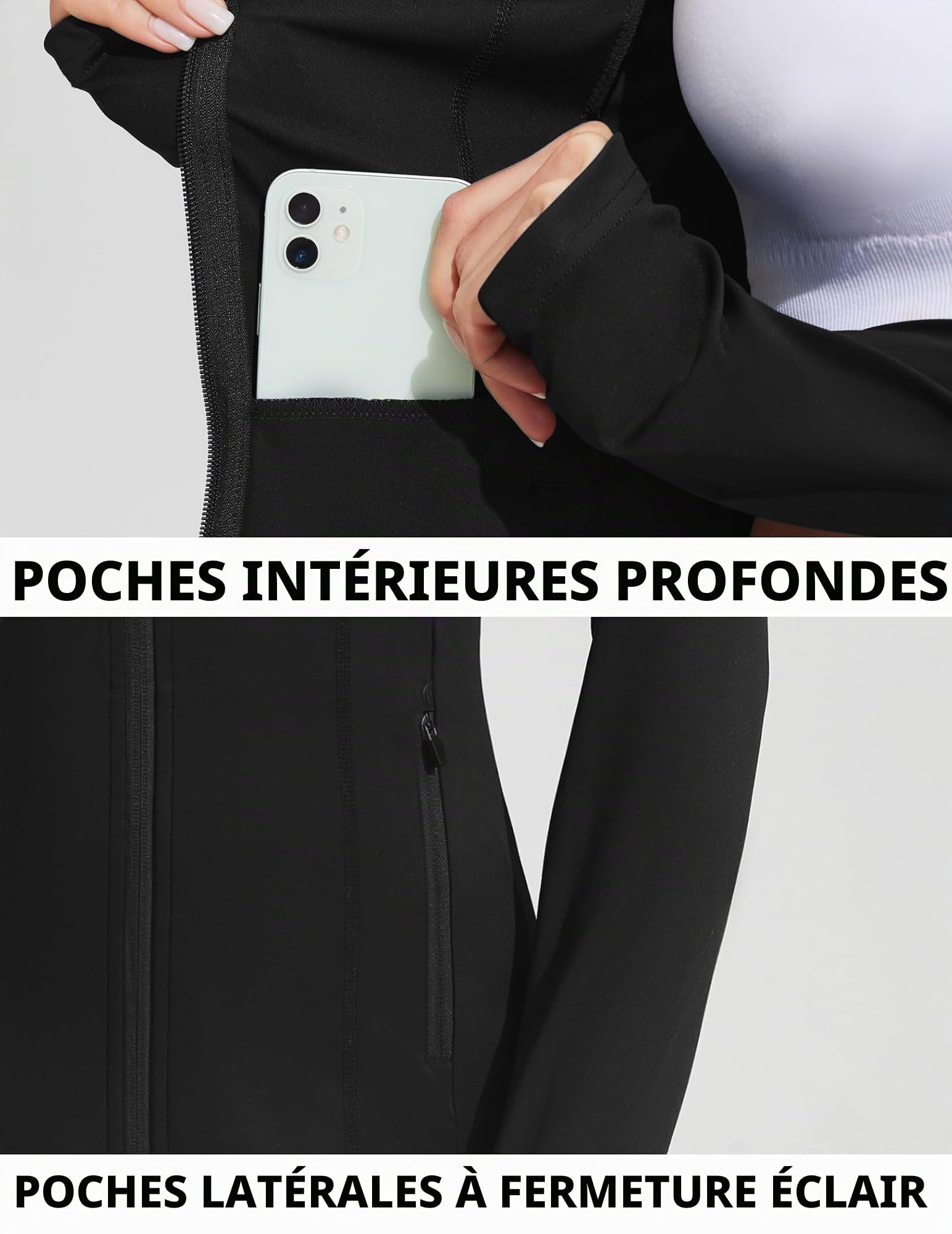 PINSPARK Veste De Course Pour Femme Veste De Sport à Manches Longues Veste D'entraînement Respirante