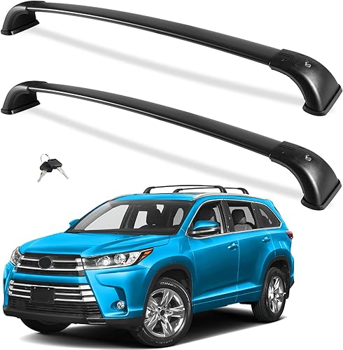 Max Loading - Barras transversales de techo con cerradura de 220 libras para Toyota Highlander 2014-2019 con bloqueo de metal antirrobo, barras
