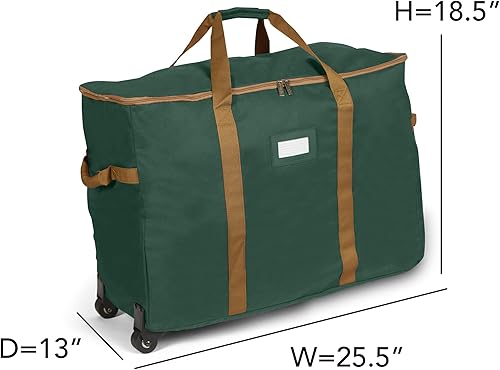 Vista 131 de Covermates Keepsakes Rolling Treasurekeeper Storage Bag - Carrying Handles, ID Window, Dual Wheels - Holiday Storage, Green