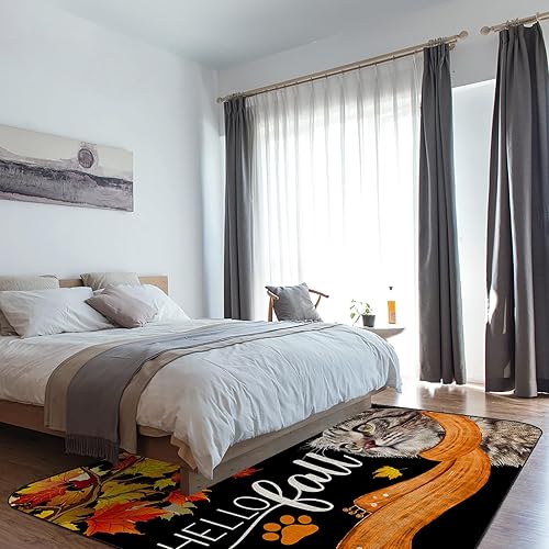 Miniatura 3 de Large Area Rugs 2' x 3' Throw Carpet Floor Cover Nursery Rugs for Children, Hello Fall IndoorOutdoor Rugs for Living RoomBedroom Thanksgiving Cat