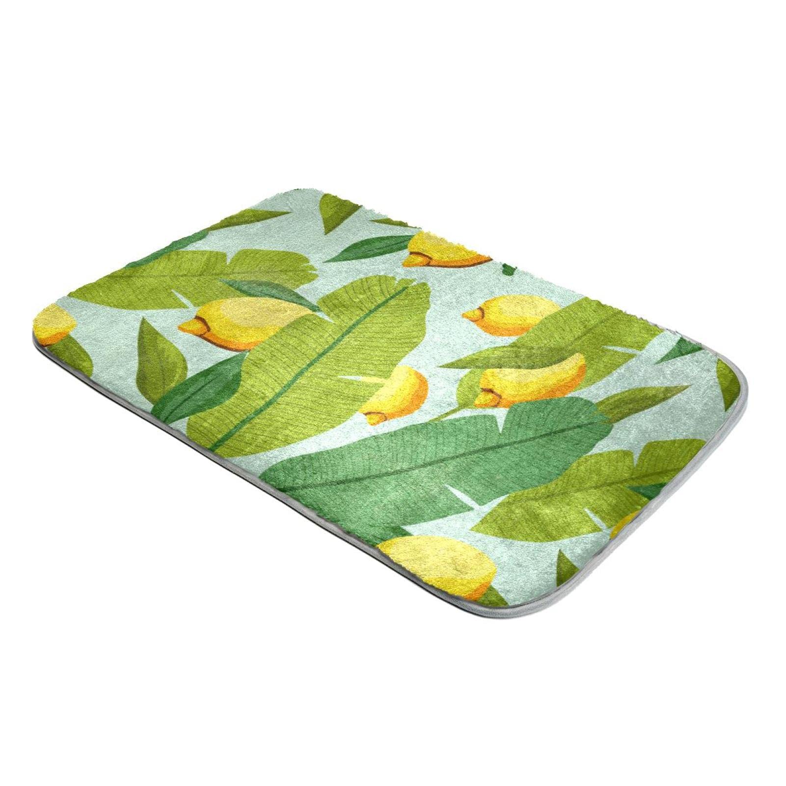 Tapis en fausse fourrure ultra douce au motif de palmier vert et citron jaune