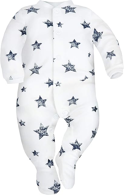 Sibinulo Baby Boys Baby Girls Sleepsuits with Feet Sizes from 0 to 24(9-24 Anti-Slip Feet) Months Bodysuit 100% Eco Cotton