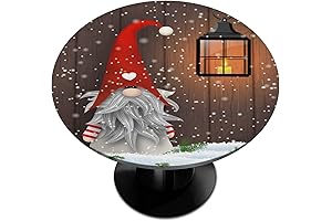 Decorative Christmas Round Tablecloth with Fun Gnomes