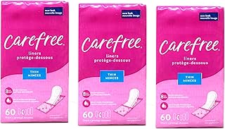 Carefree Acti-Fresh Body Shape Pantiliners Thin To Go Unscented - 60 Liners, Pack of 3