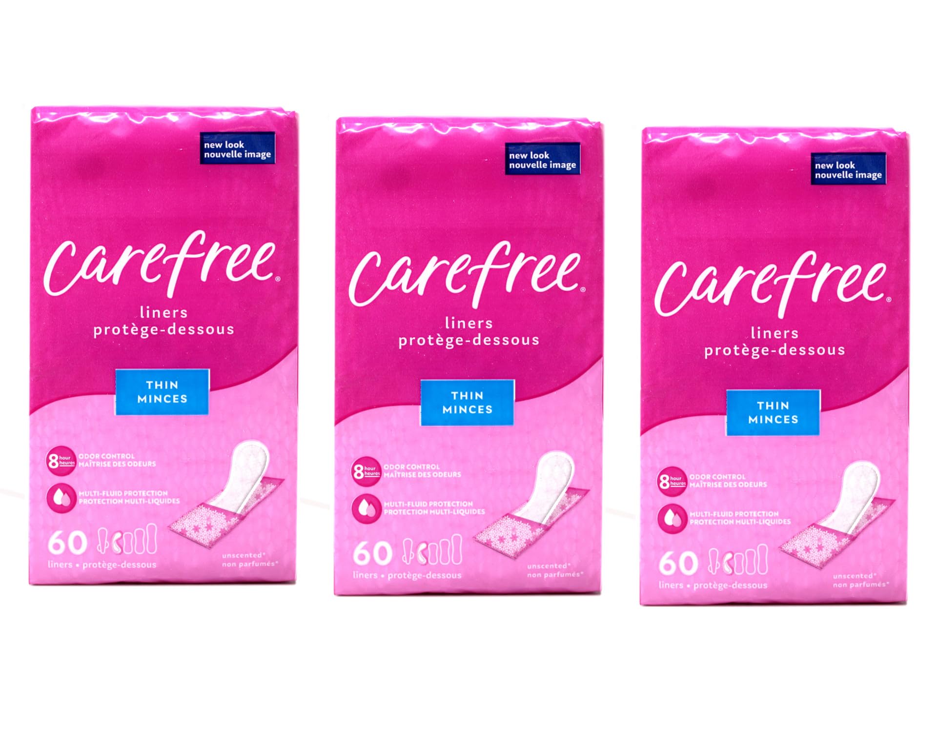 Carefree Acti-Fresh Body Shape Slipeinlagen Thin to Go Unscented - 60 Liner Pack of 3