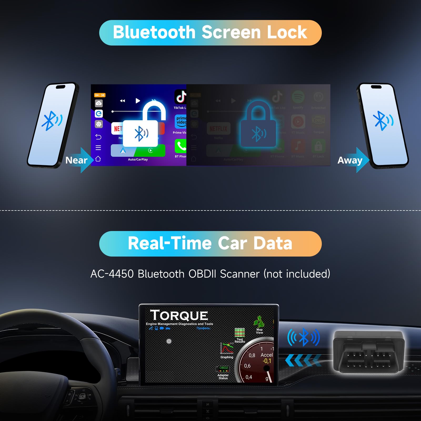 Adaptador inalámbrico CarPlay, Magic AI Box CarPlay con Estabilidad de Doble WiFi, Compatible con CarPlay y Android Auto de fábrica con Cable, Compatible con Youtube/Netflix (Oval - Negro)