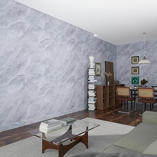 Miniatura 6 de JSEVEM Papel tapiz de mármol blanco y gris brillante, de 16 x 354 pulgadas, para despegar y pegar, papel de contacto grueso de mármol gris blanco