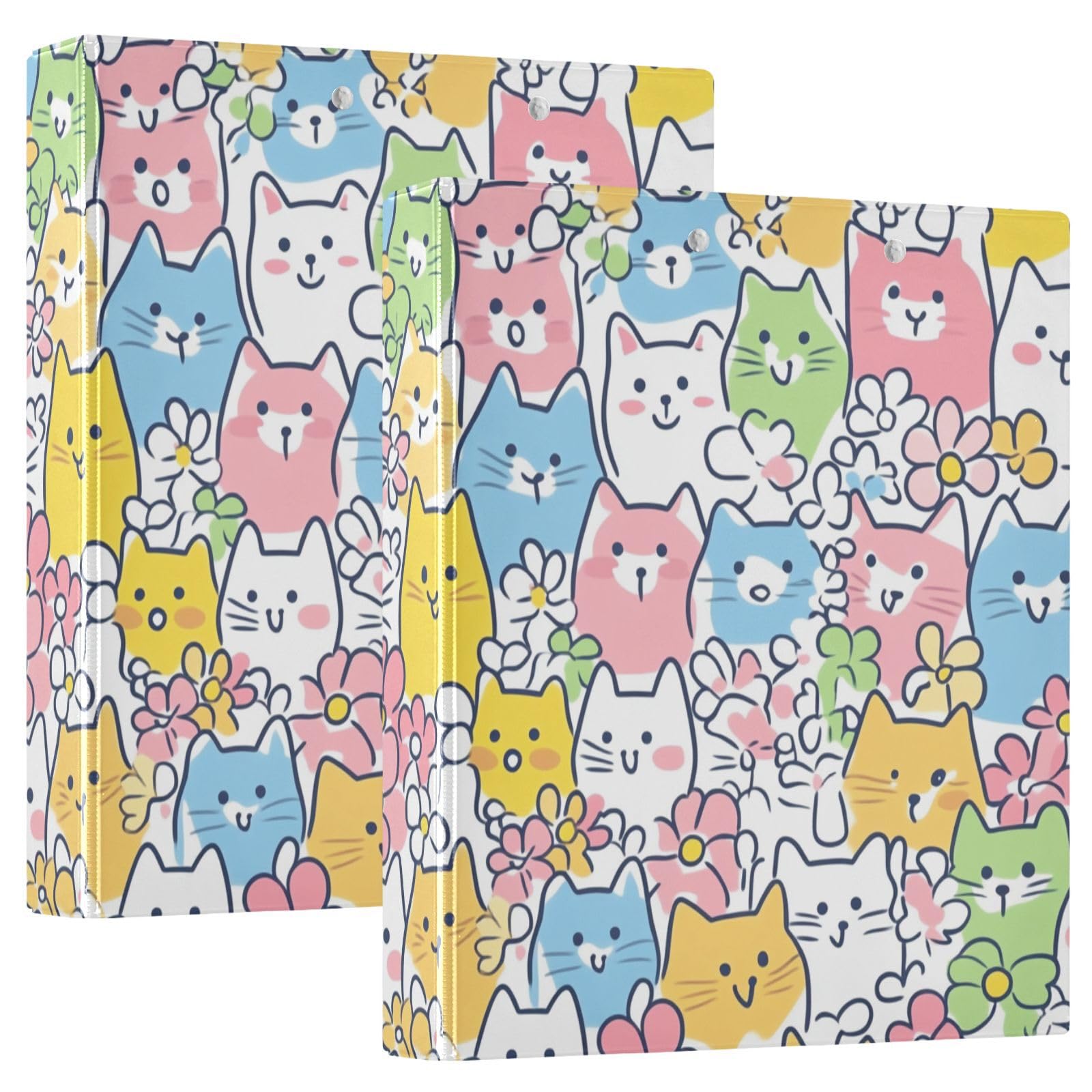 Raccoglitori per quaderni da 1 e mezzo pollici con gatti colorati