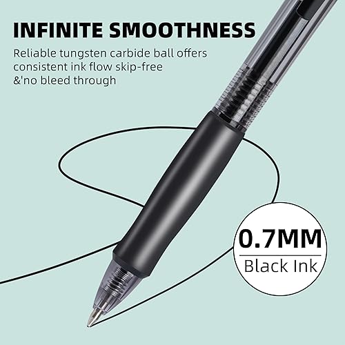 Miniatura 4 de deli Bolígrafos a granel, 50 bolígrafos de gel retráctiles de punta media de 0.028 in, escritura suave con tinta negra de secado rápido, no se