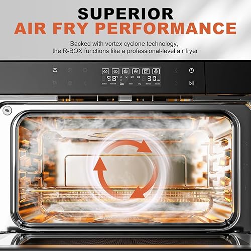 Miniatura 3 de ROBAM Horno combinado de vapor tostador, freidora de aire de encimera, horno 20 en 1 con convección y parrilla, interior de acero inoxidable, puerta