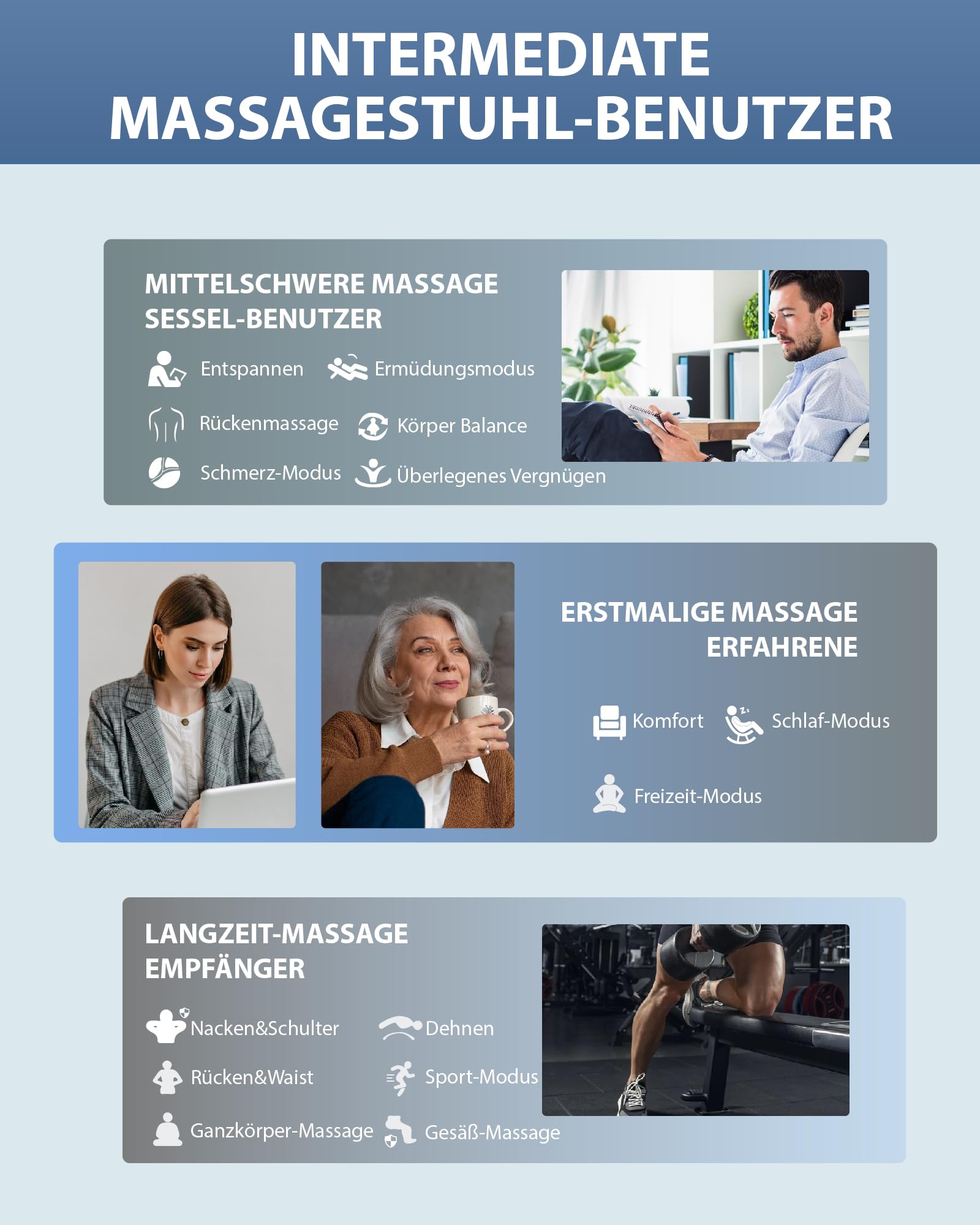 Massagesessel Ganzkörpermassage Shiatsu mit Wärmefunktion Massage Stuhl, Schwarz