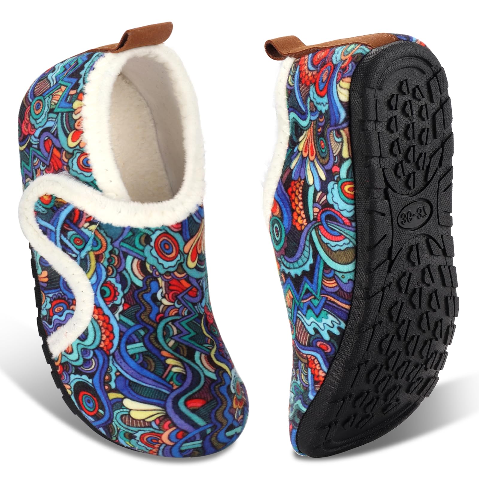 Ibeauti Women Mens House Slippers Lightweight Comfy Barefoot Slipper Socks Rubber Sole House Shoes for Indoor/Outdoor Bedroom Travel