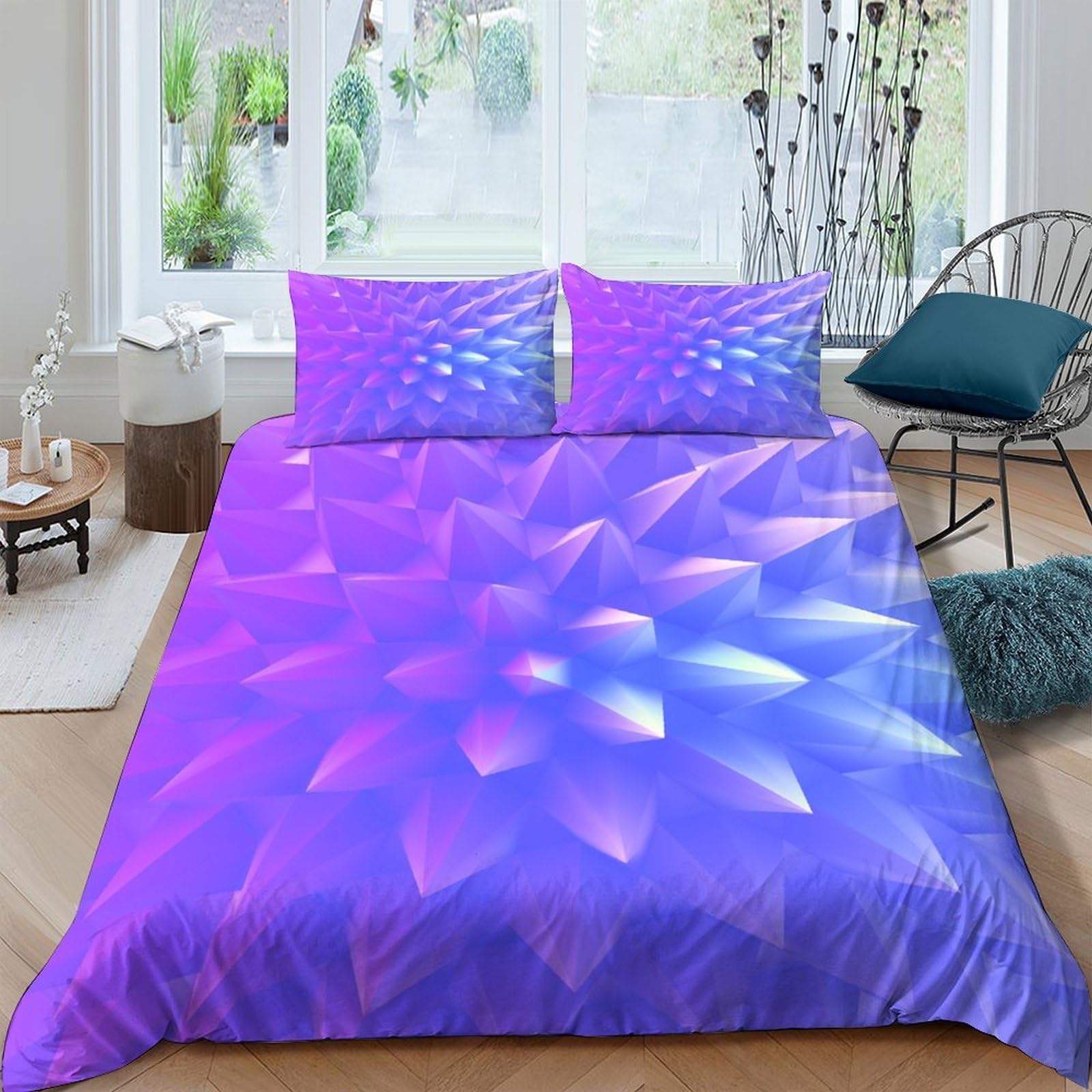 Ctjqhvkz Style-5 3D Printed Purple Floral Fitted Sheet Microfiber Soft Breathable Blue Petal Mattress Cover For Bedroom Dorm Decor Single（135X200cm）