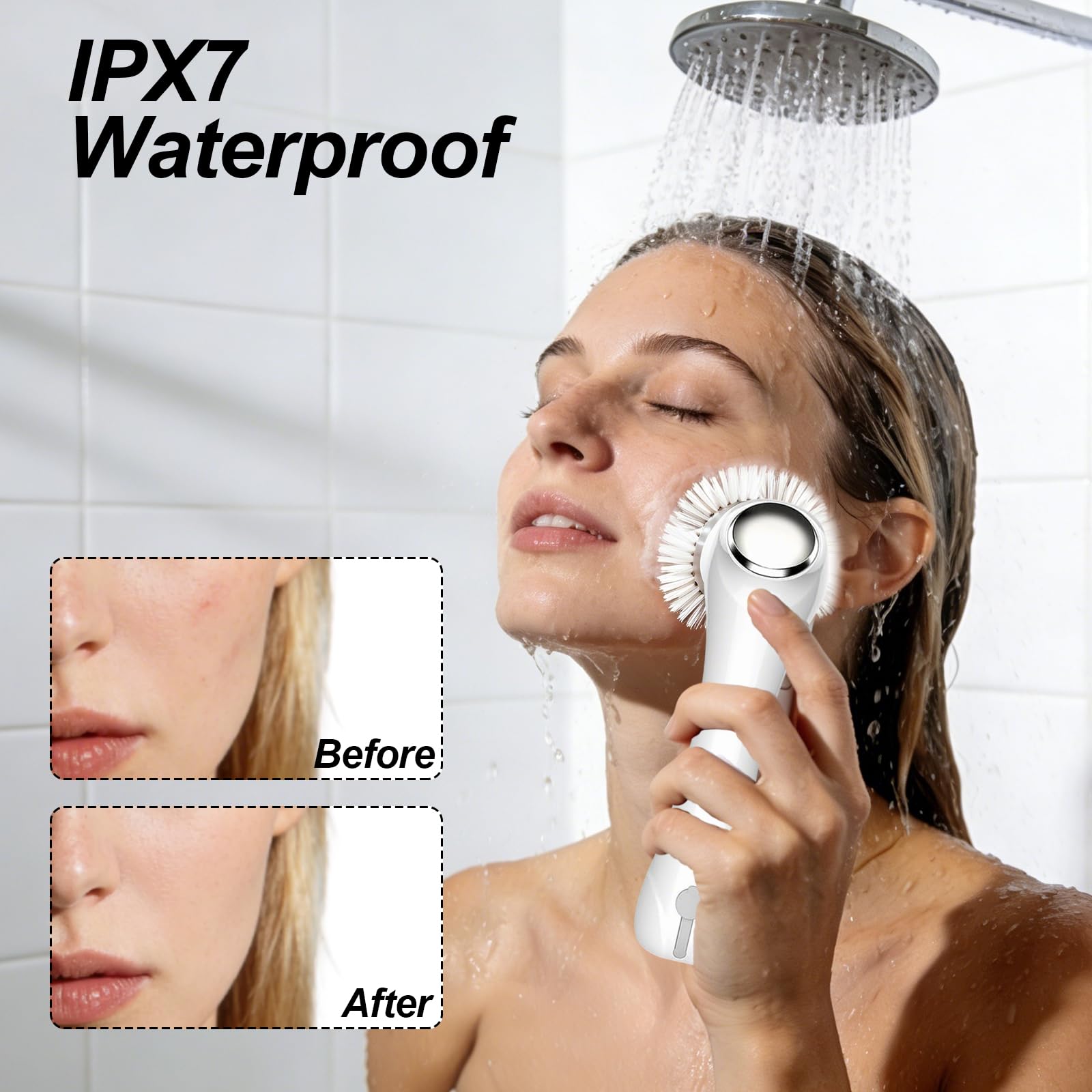 Elektrische Gesichtsreinigungsbürste 3-in-1 mit Wärme & Massage-Funktion, IPX7 Wasserdicht – Tiefenreinigung mit 4 Bürstenaufsätzen für alle Hauttypen, 2 Geschwindigkeitsstufen