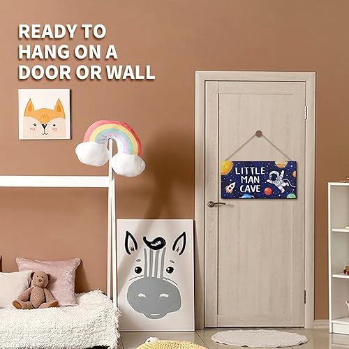 Miniatura 6 de ZIEYOMI - Letrero de cueva de hombre pequeño, decoración de habitación de niños, decoración de habitación de niños con temática de astronauta,