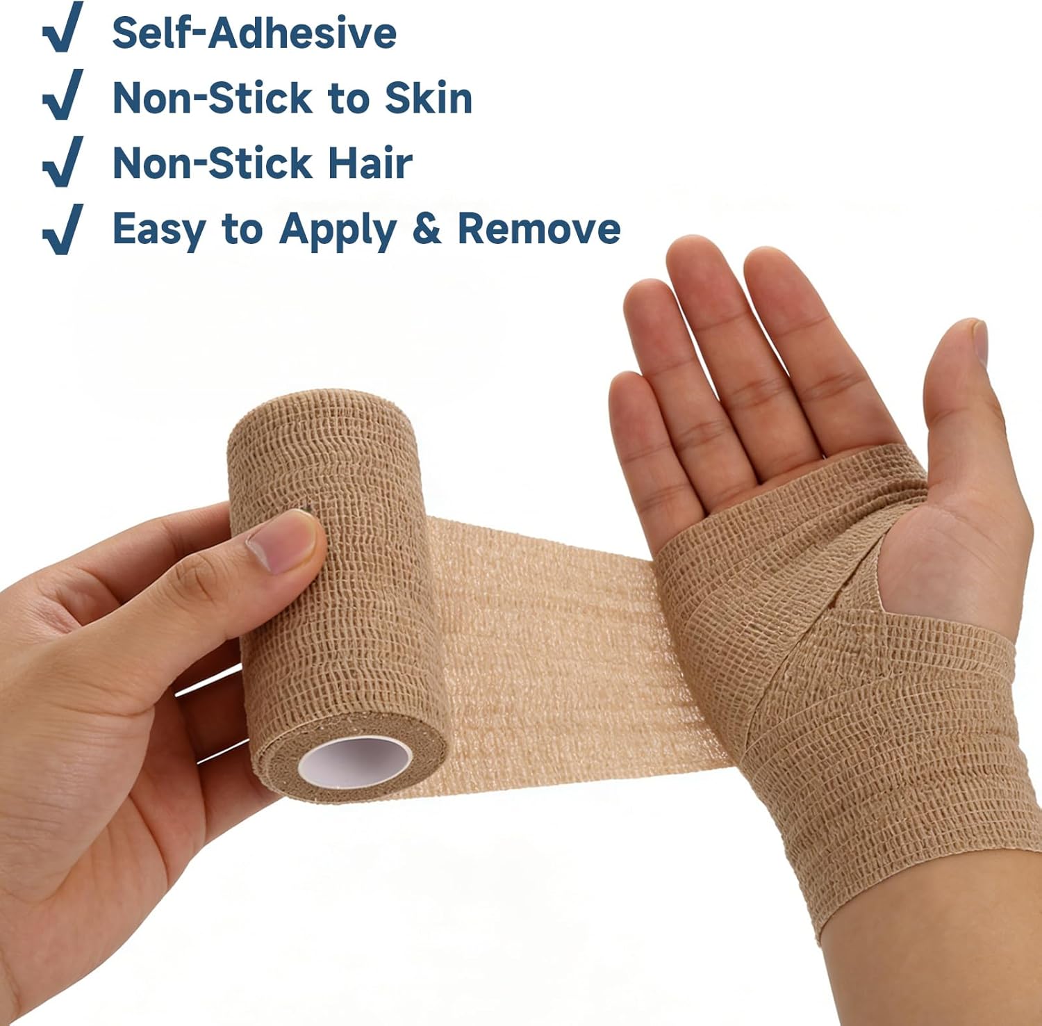 36 Pack Self Adhesive Bandage Wrap 4 Inch X 5 Yard Vet Wrap for Dogs Horses Elastic Cohesive Bandage Wrap Medical Wrap Wound Wrap for Injury First Aid Medical Sports Ankle Wrist Sprains - Nude