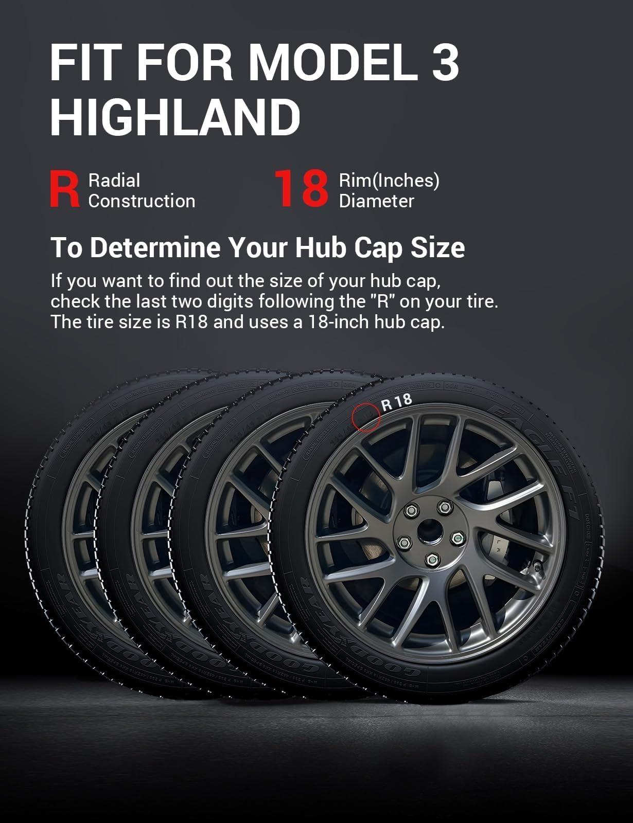Wieldoppen 18 inch zwart Model 3 Highland - EV Accessoires Wieldoppen 18 inch zwart Model 3 Highland - EV Accessoires