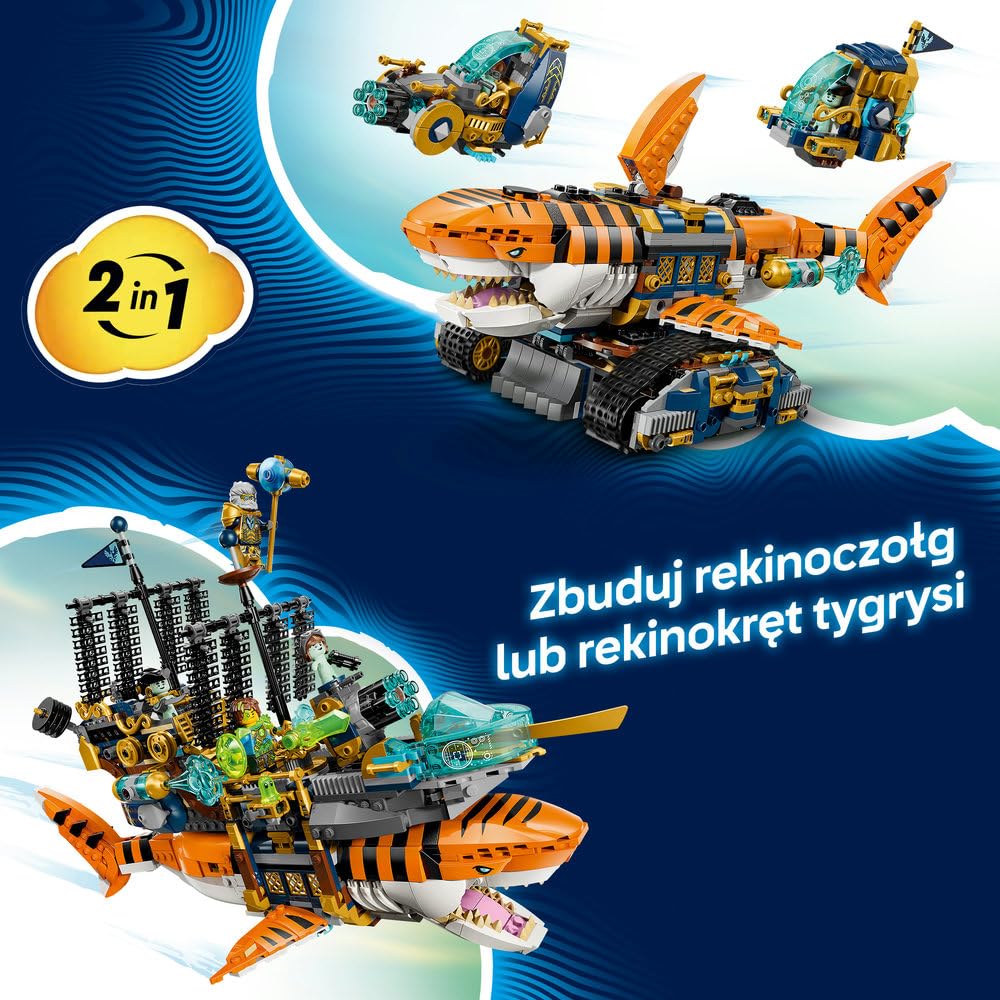 LEGO DREAMZzz Rekinoczołg tygrysi 71515 | rekinoczołg, zabawka akcji, prezent dla chłopca i dziewczynki 9+, przygoda fantasy, 1548 elementów