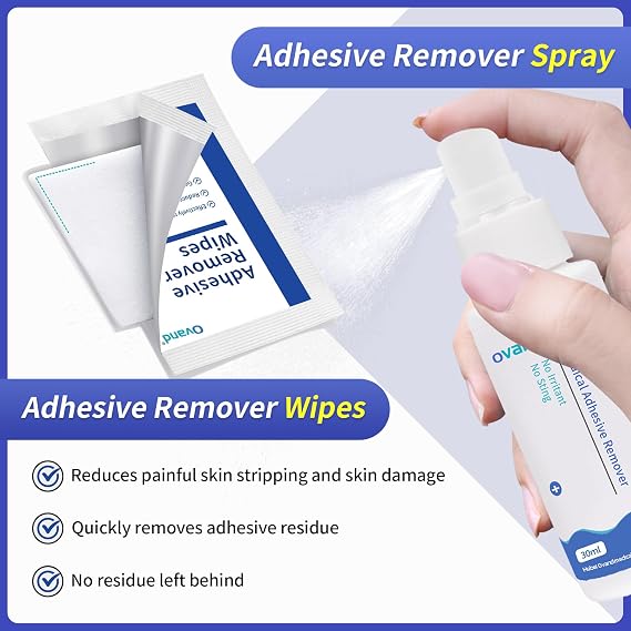 Adhesive Remover Wipes - Skin Adhesive Remover for Sensitive Skin,Medical Adhesive Remover for Bandage,Tape,Dressings,and Ostomy Residue,Sting-Free & Gentle