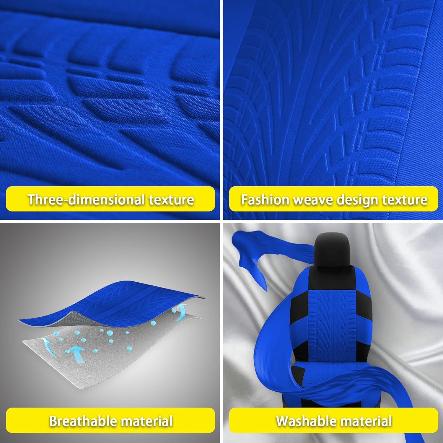 21 Pcs Car Seat Covers Full Set for Women,Car Seat Covers for Car Floor Mats,3D Tyre Print with 5mm Composite Sponge Automotive Interior Universal Car Seat Cover,Accessories Full SUV(Blue)