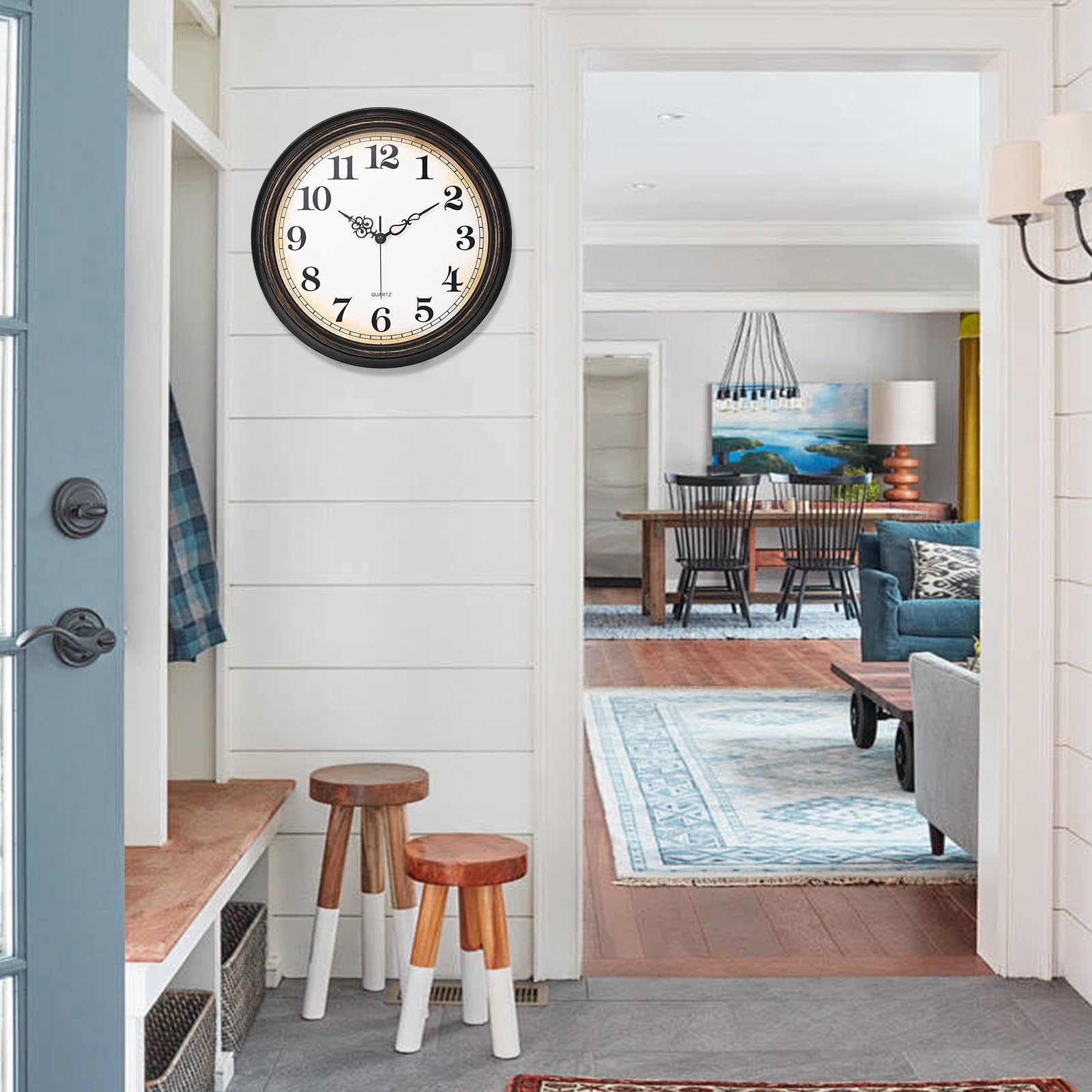 Yoiolclc Vintage Wanduhr 30,5 Cm - Geräuschlose Küchenuhr Mit Bronze Design