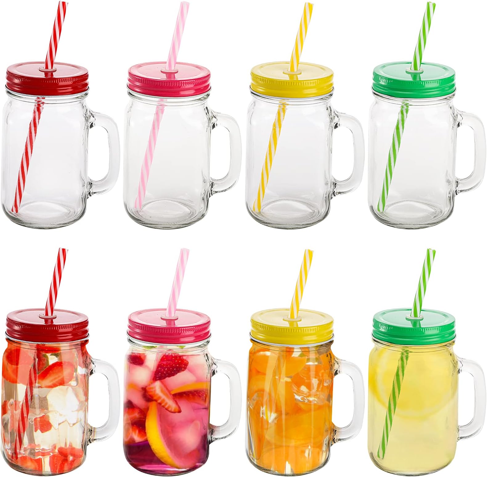 Maxdot 20 Pcs 18.6 oz Mason Jars with Lids and Straws Wide