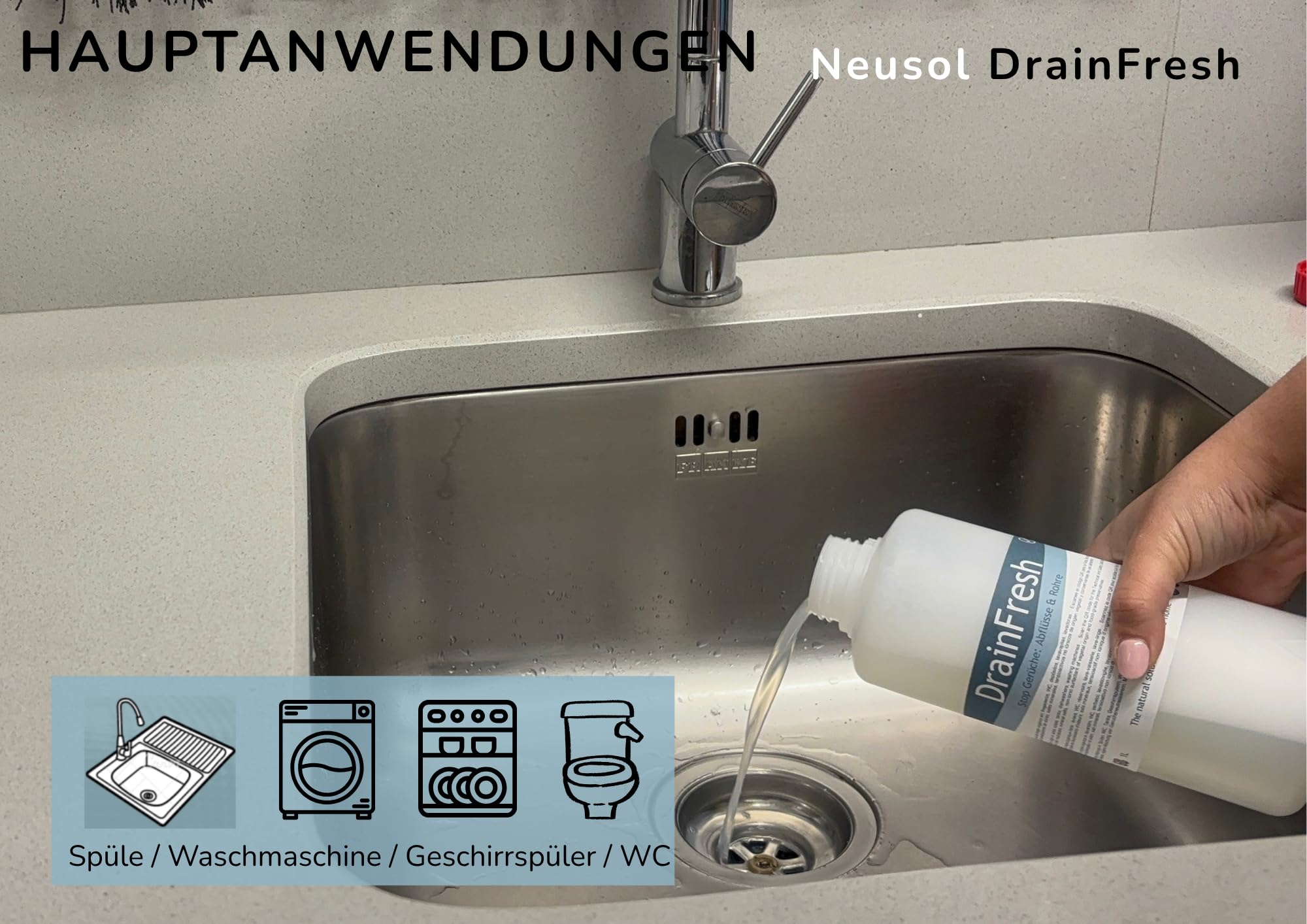 DrainFresh Geruchsneutralisierer für Abflüsse, Rohre und Tanks (5L)