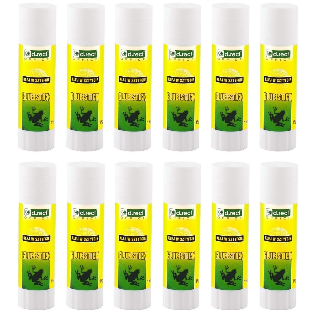 D.RECT Glue Stick 12-Pack 15 g – PVA Glue for Craft Art Scrapbooking – Odourless, Washable – Strong Hold for Paper, Card, Photos & Fabric – Smooth, Wrinkle-Free Application