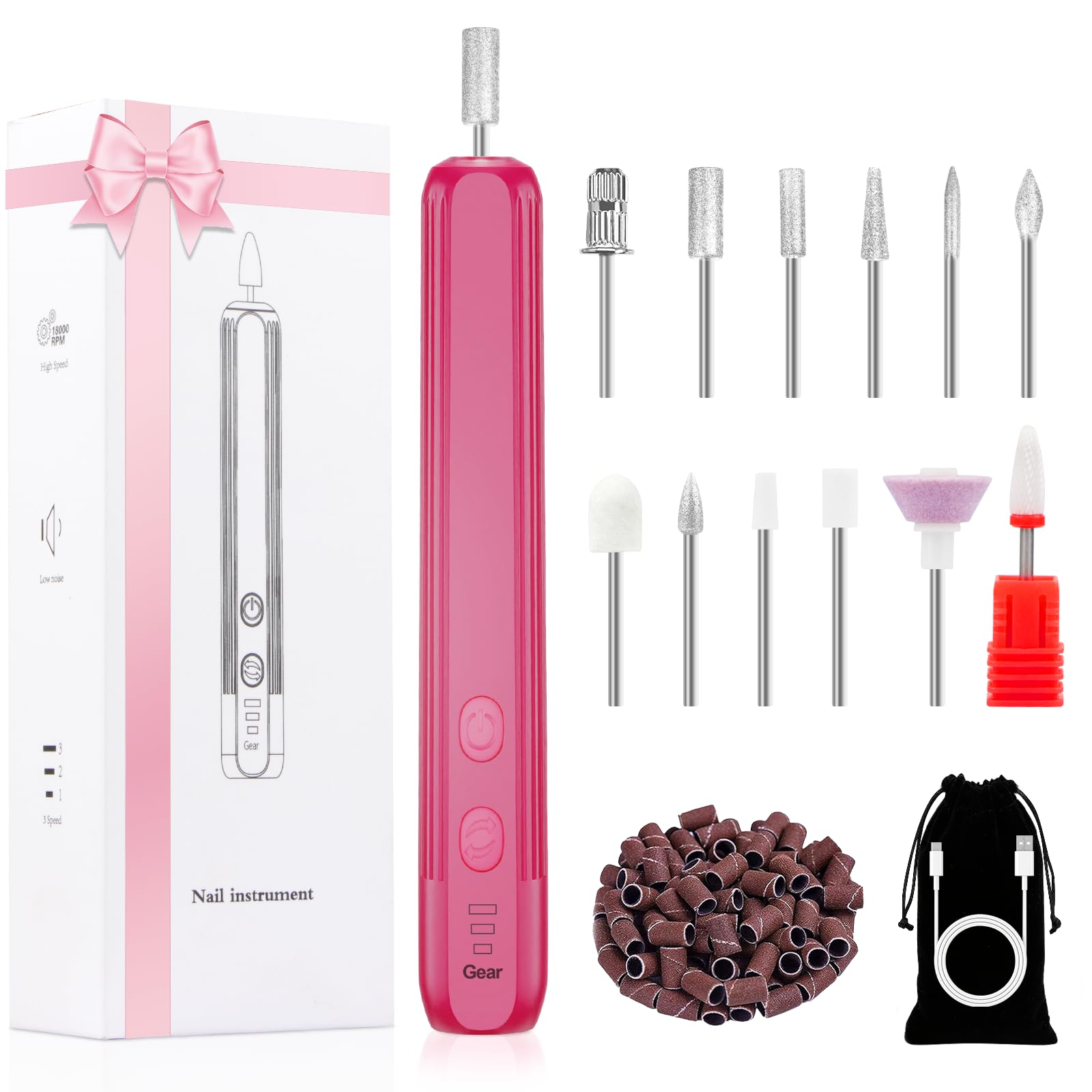 Perceuse à ongles électrique rechargeable sans fil avec kit de manucure pédicure complet - 8
