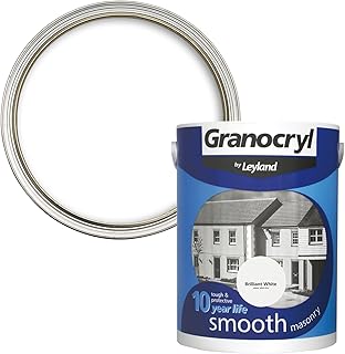 Leyland 303139 Granocryl Smooth Masonry Paint, Brilliant White, 2.5 Litre